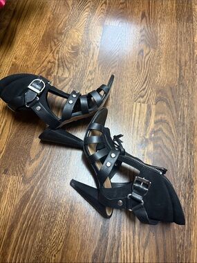 IRO Black Strappy Stud Detail High Heel Sandals